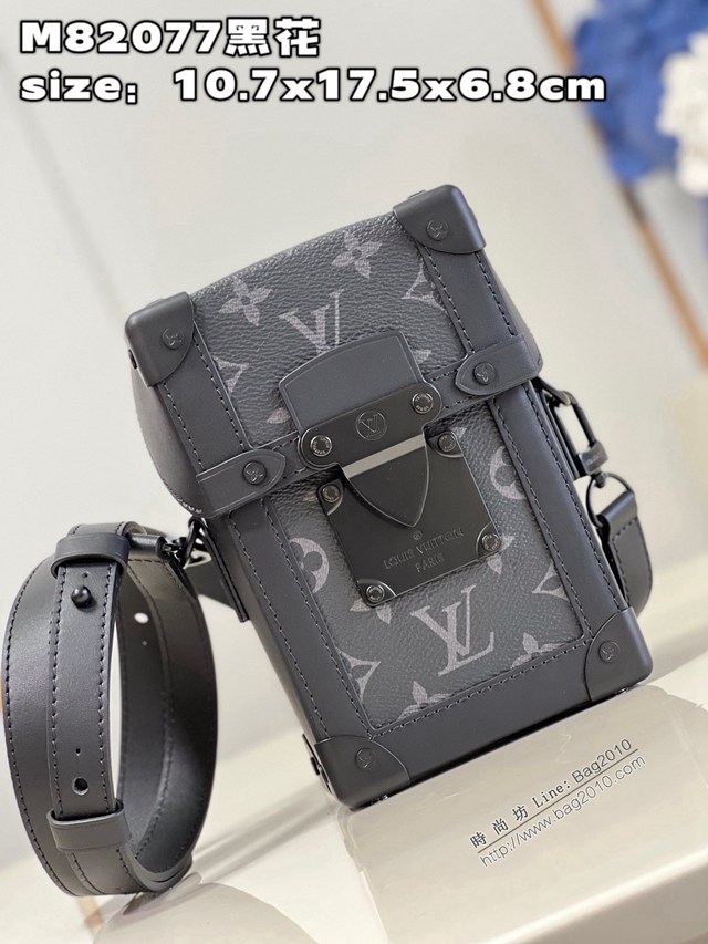 LV專櫃2023新款Vertical Trunk迷你手袋 M82077黑花 路易威登小斜挎包手機包 dn1374